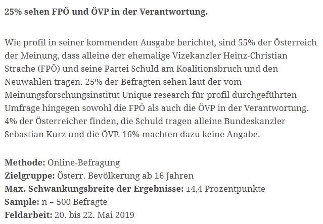 unique research josef Kalina peter hajek Profil Umfrage Ibiza-Affäre Schuld an Neuwahlen FPÖ ÖVP