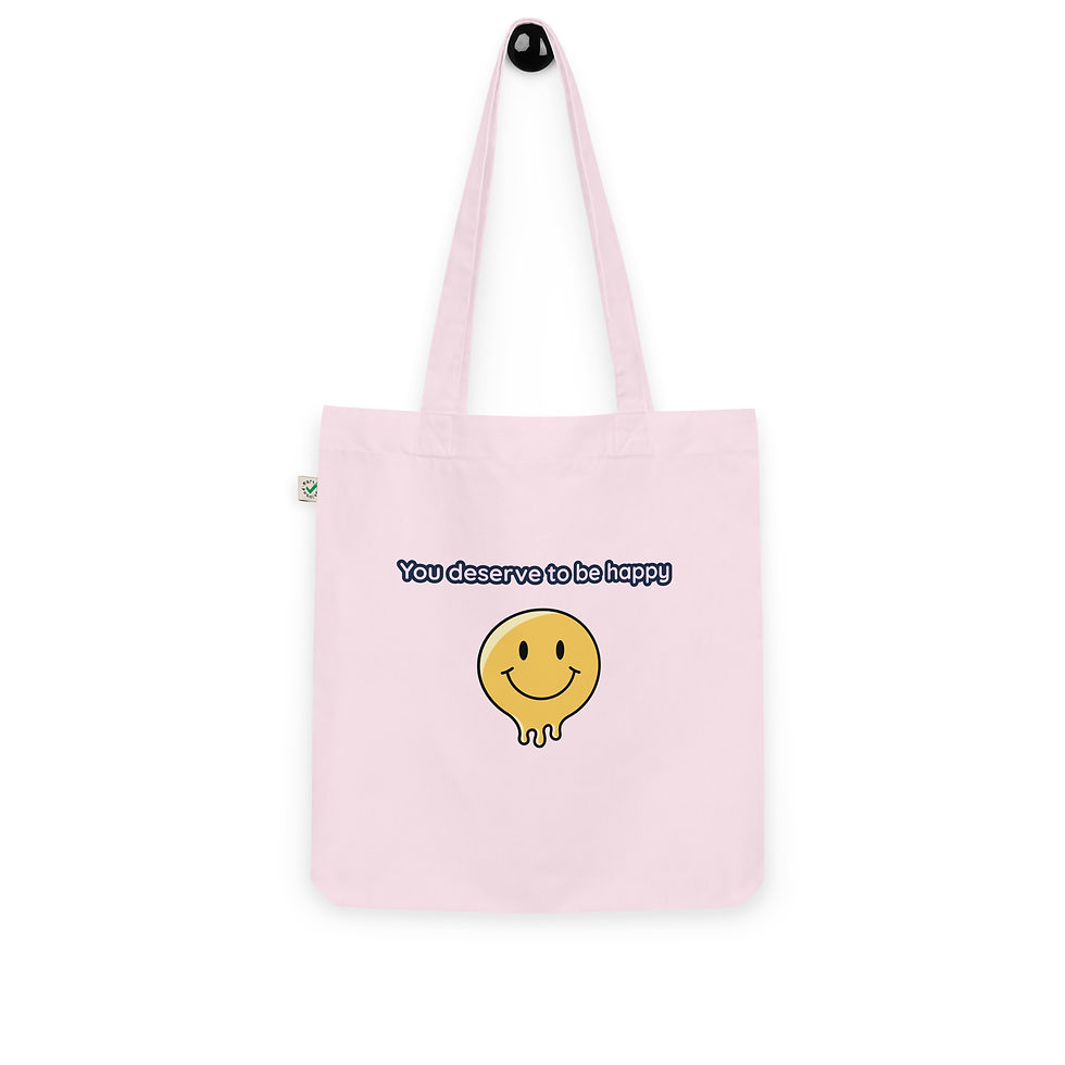 Thumbnail: ' you deserve to be happy" Organic fashion tote bag
