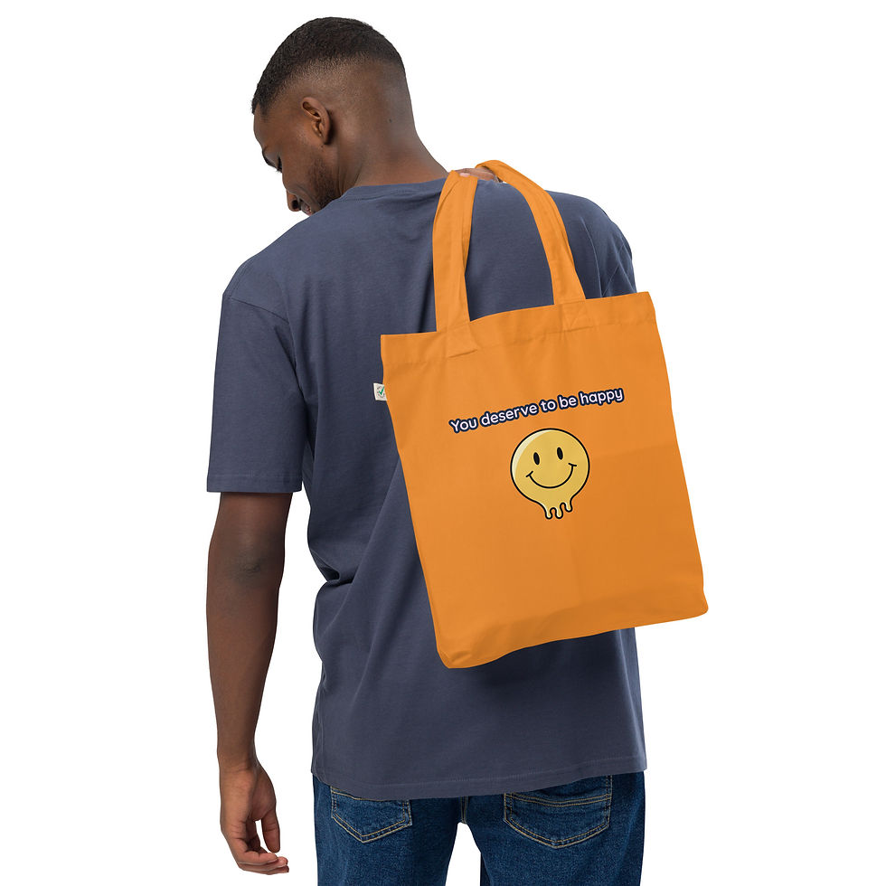 Thumbnail: ' you deserve to be happy" Organic fashion tote bag