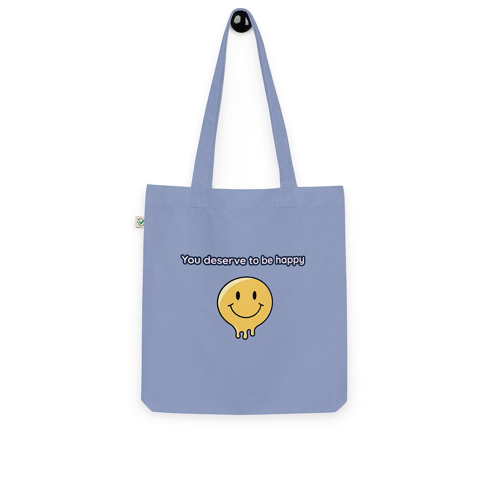 Thumbnail: ' you deserve to be happy" Organic fashion tote bag