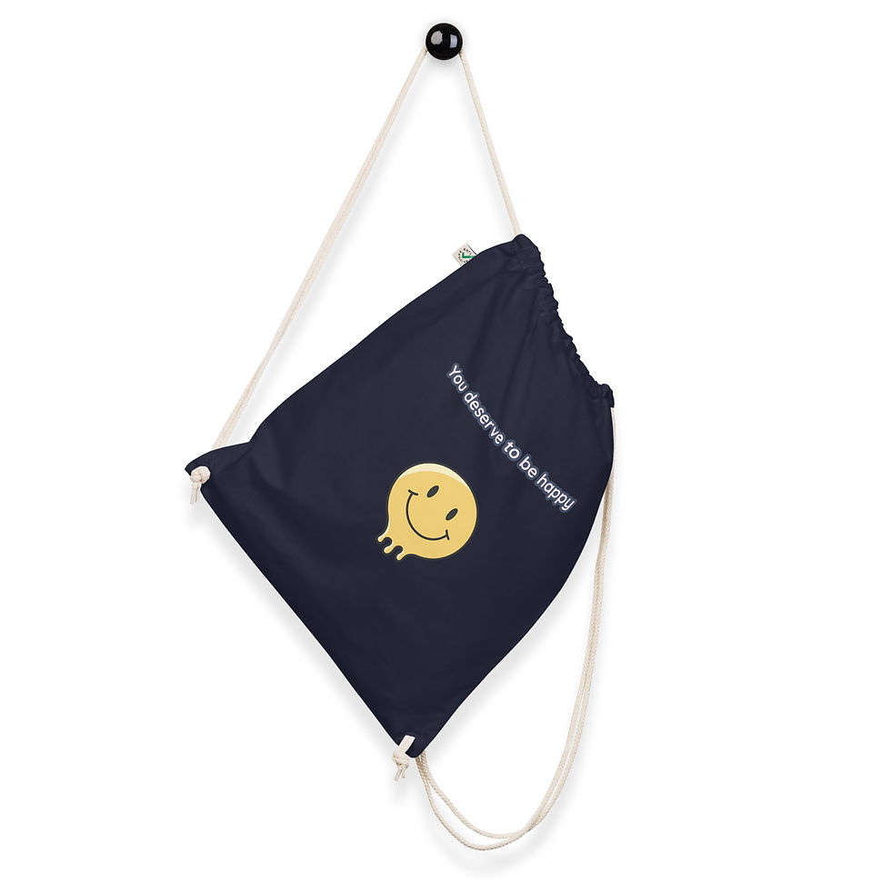 Thumbnail: "you deserve to be happy" Organic cotton drawstring bag