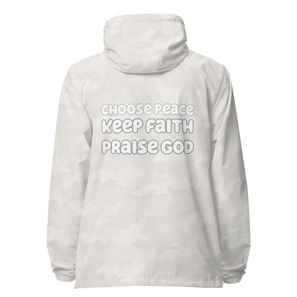 Thumbnail: choose peace- praise god- keep faith: light weight zip up windbreaker jacket 