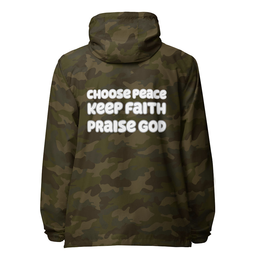 Thumbnail: choose peace- praise god- keep faith: light weight zip up windbreaker jacket 