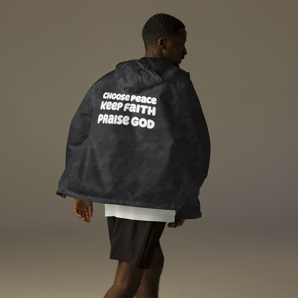Thumbnail: choose peace- praise god- keep faith: light weight zip up windbreaker jacket 