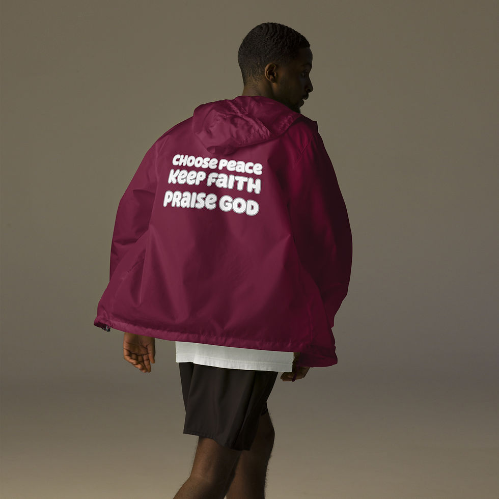 Thumbnail: choose peace- praise god- keep faith: light weight zip up windbreaker jacket 