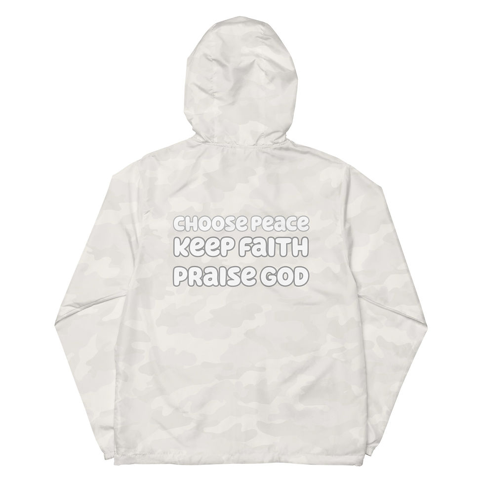 Thumbnail: choose peace- praise god- keep faith: light weight zip up windbreaker jacket 