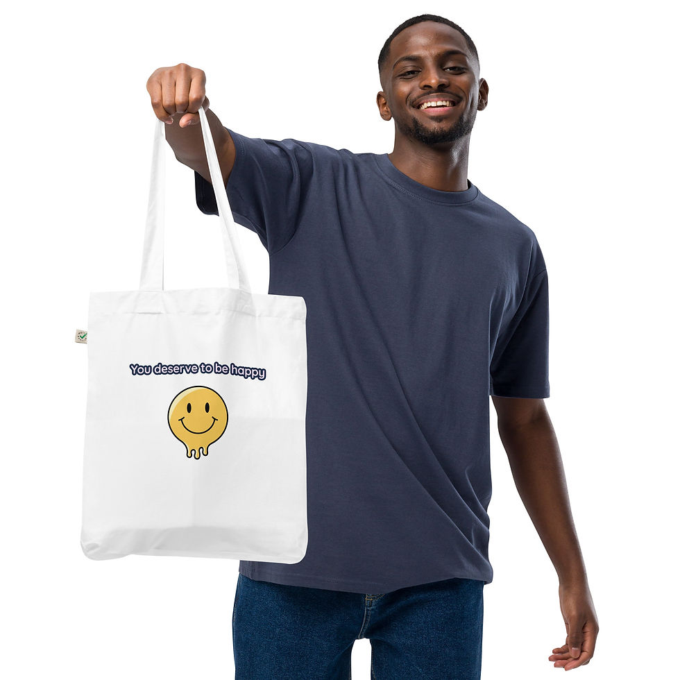 Thumbnail: ' you deserve to be happy" Organic fashion tote bag