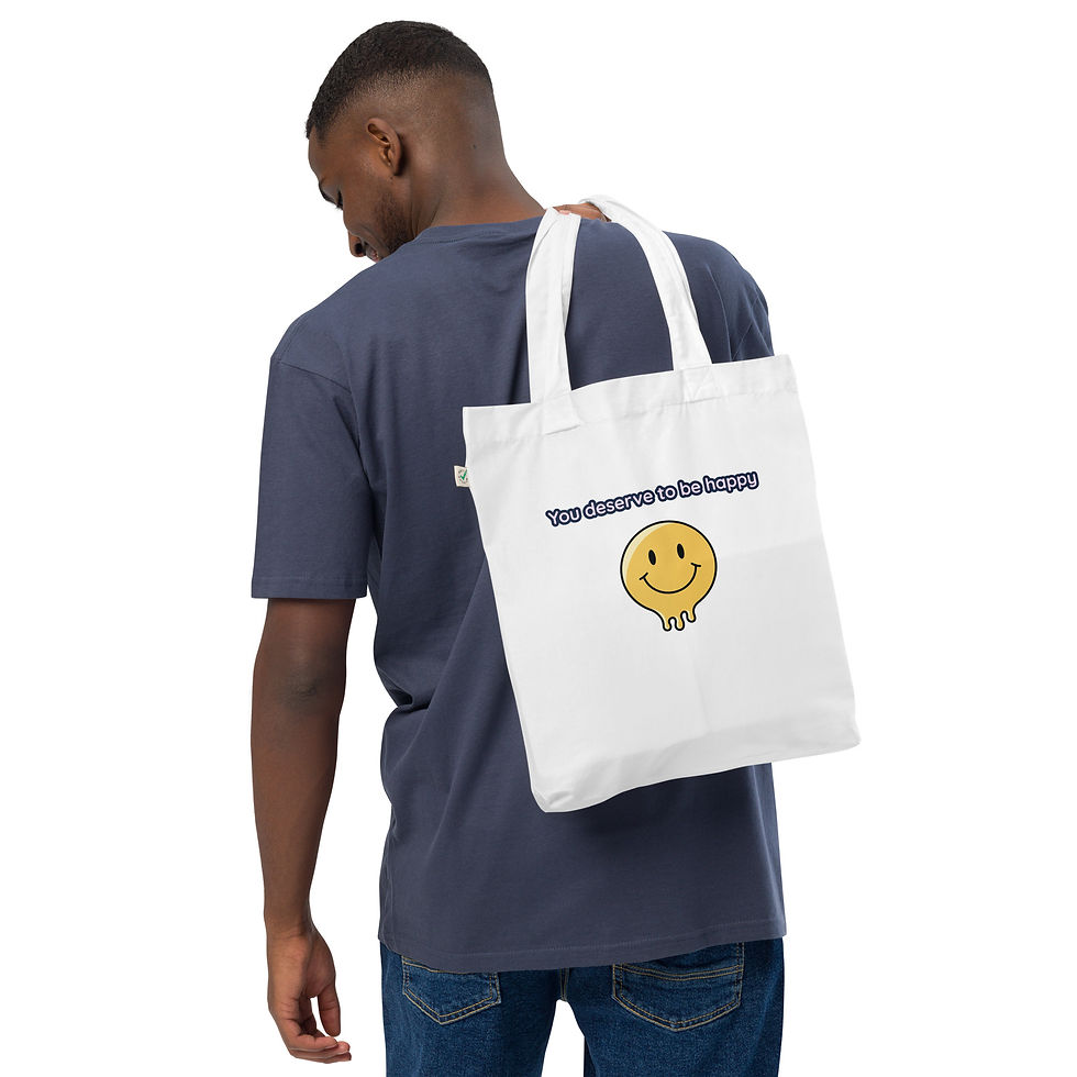 Thumbnail: ' you deserve to be happy" Organic fashion tote bag
