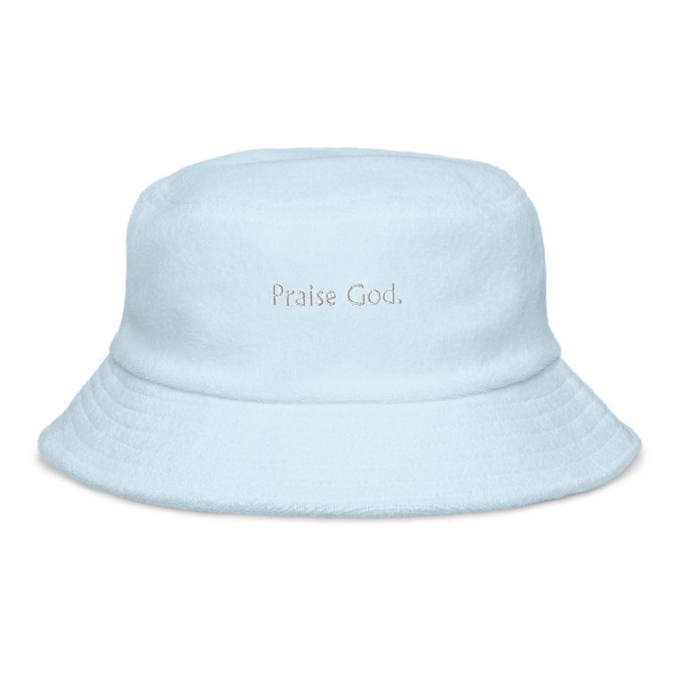 Thumbnail: " Praise God." terry cloth bucket hat