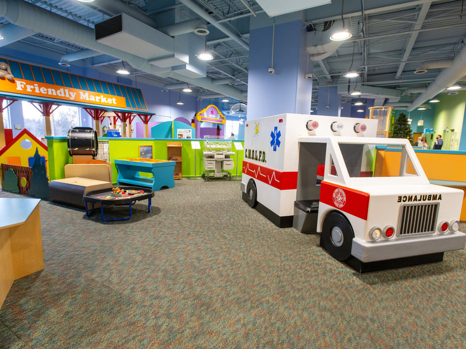 indoor play area in oak lawn showing ambulance set up