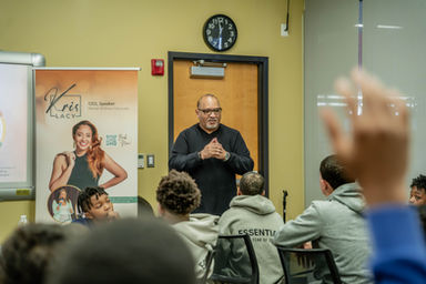 the founder speaking at the mental health workshop