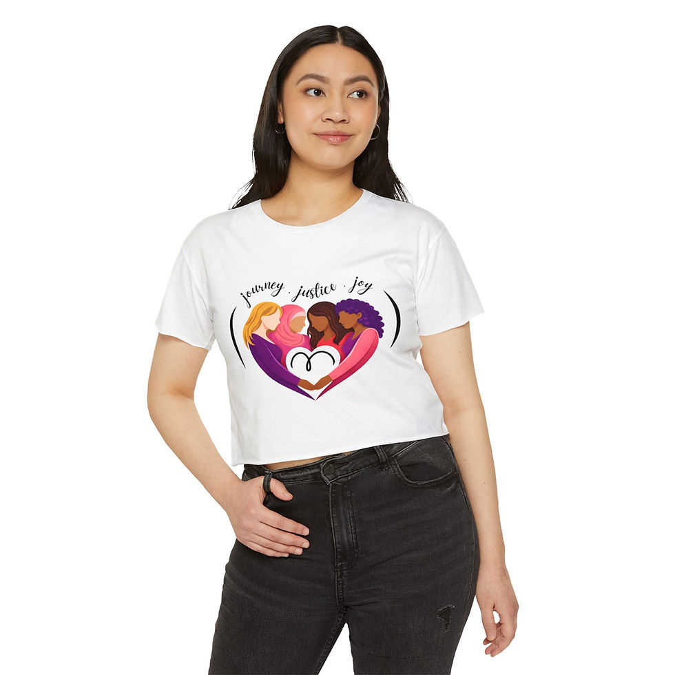 Thumbnail: Women’s Unity Heart Crop Top — “Journey Justice Joy” Festival Tee