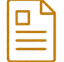 Orange outline of a document icon on a black background