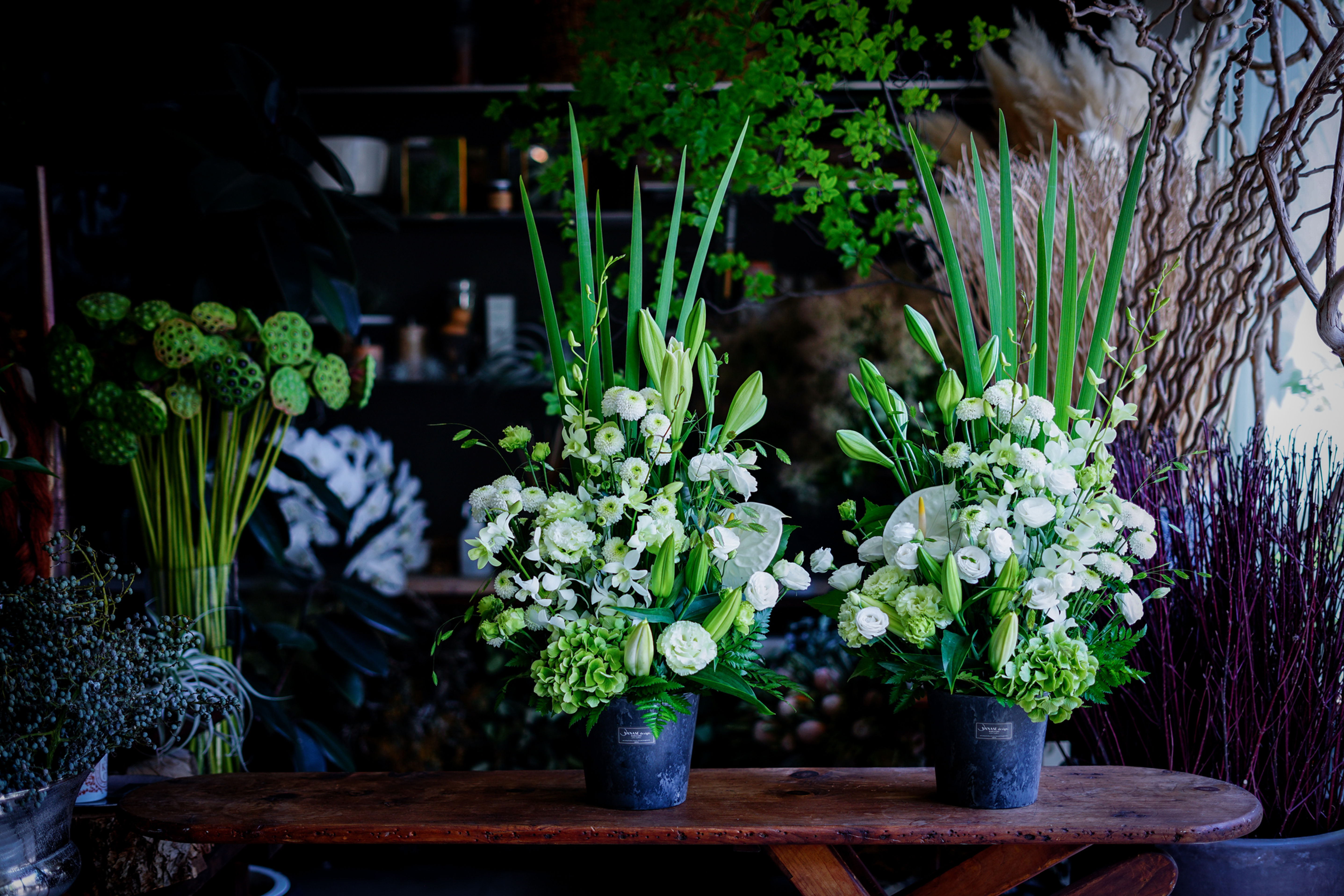 GREEN VASE arrangement【Sサイズ2個セット(1対)】