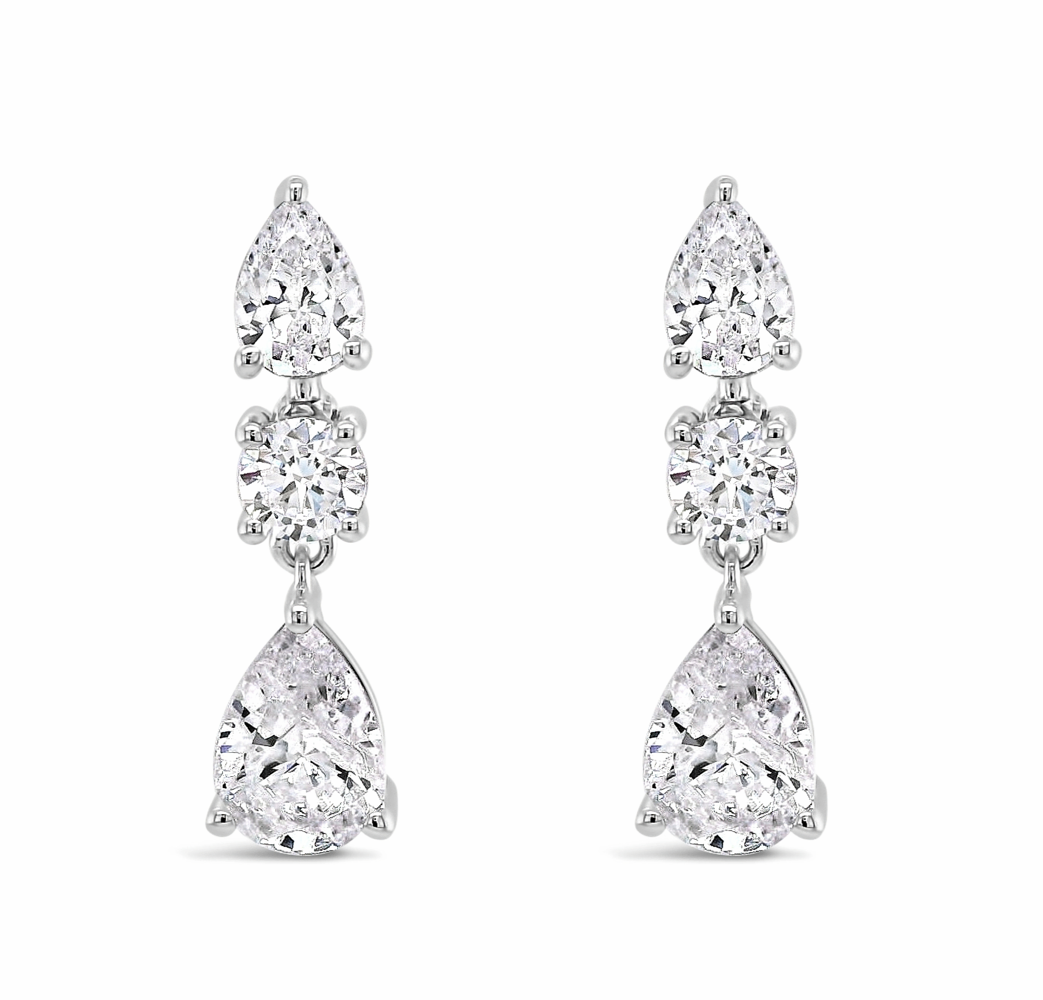 Sterling Silver  Tear Drop  Cubic Zirconia Earrings 155492