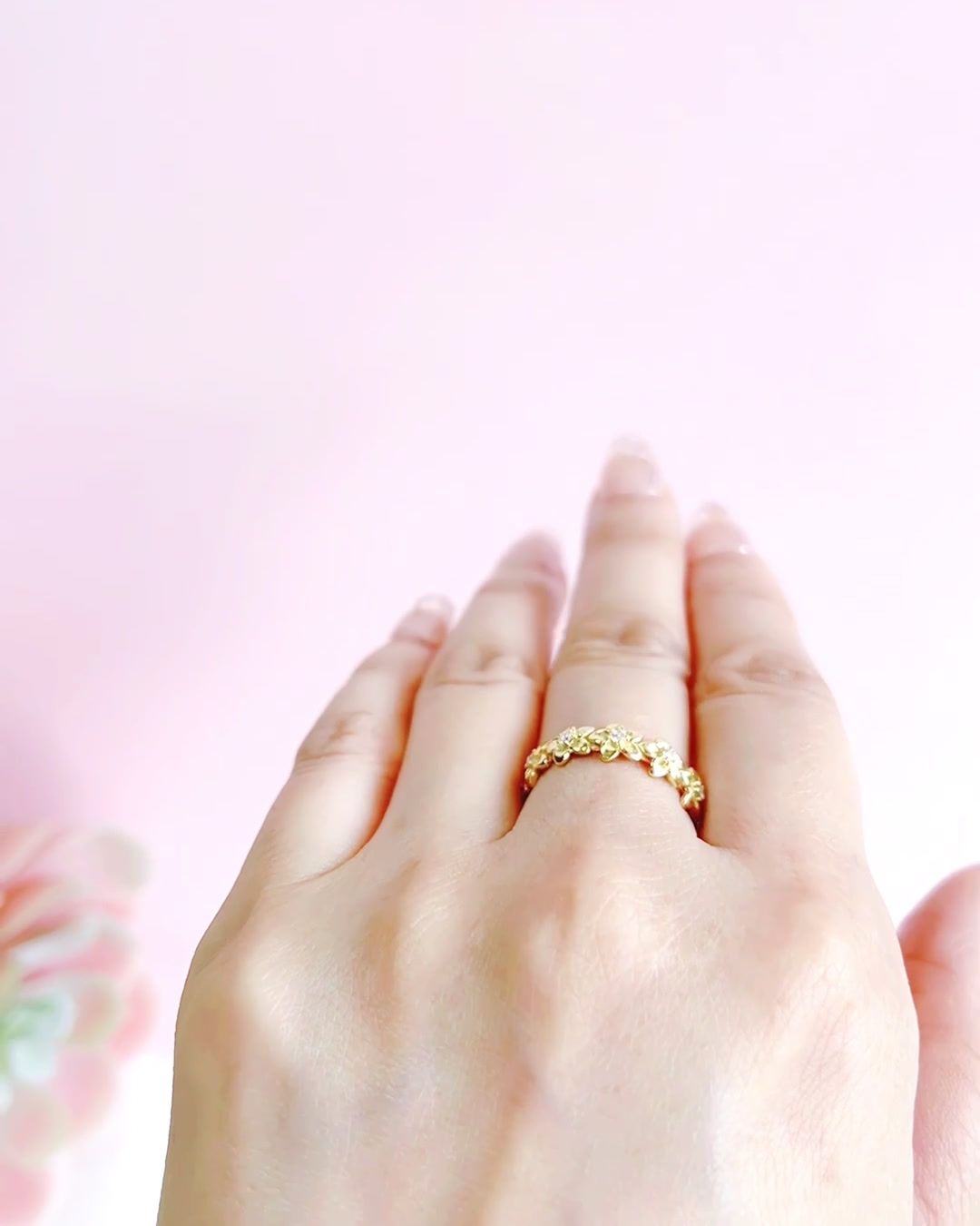 Gold Plated Sterling Silver Cubic Zirconia Flower Ring