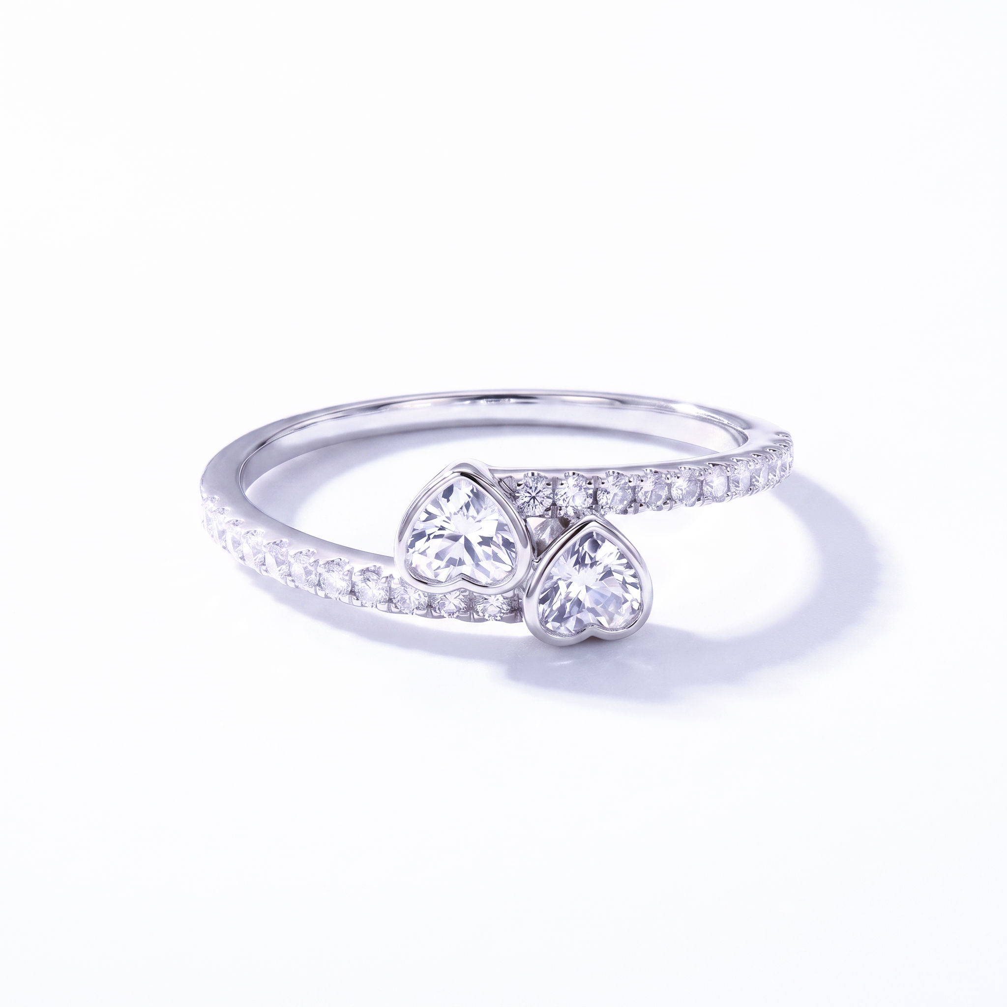 Sterling Silver Rhodium Plated Cubic Zirconia Heart Ring 156834