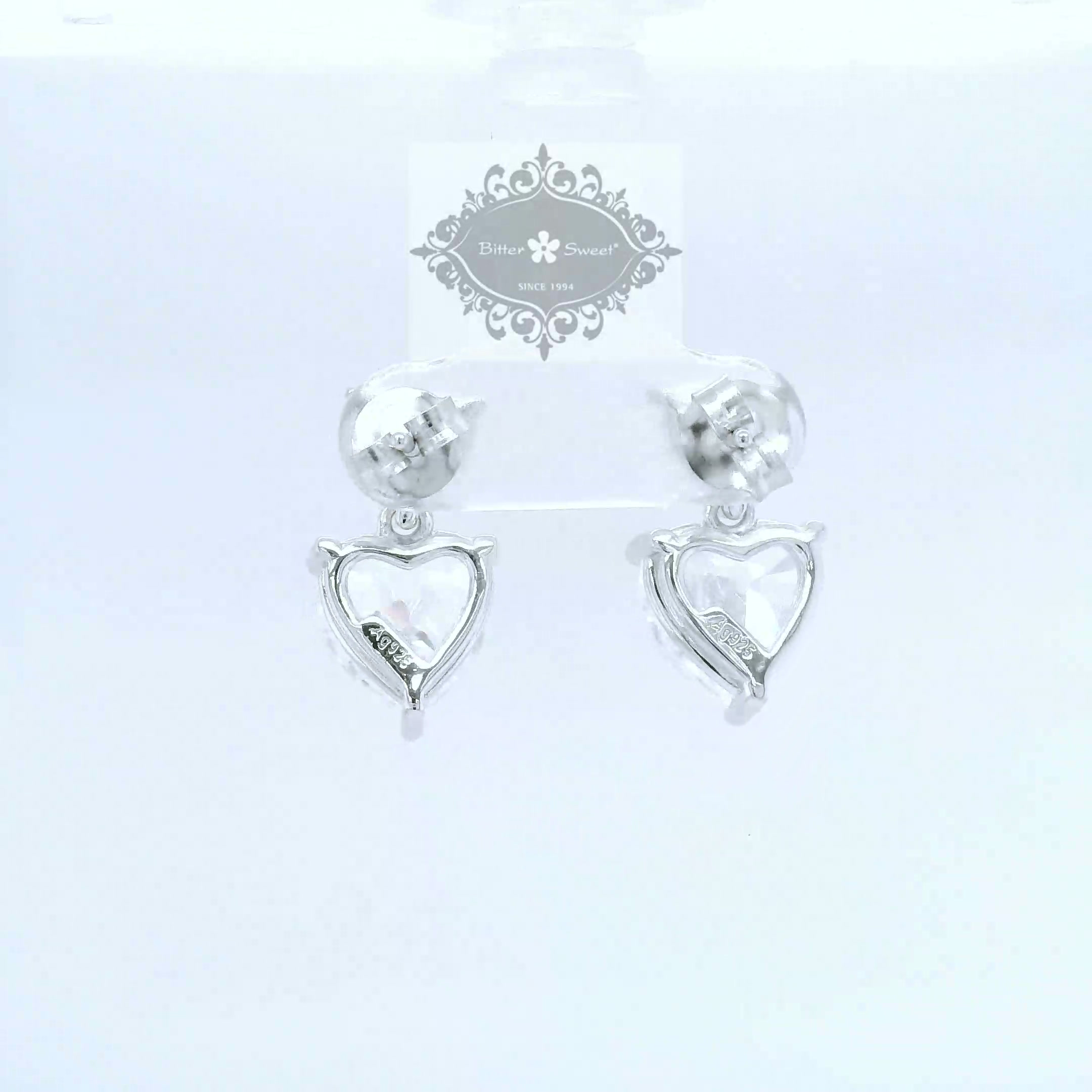 Sterling Silver Heart  Cubic Zirconia Earrings 155488