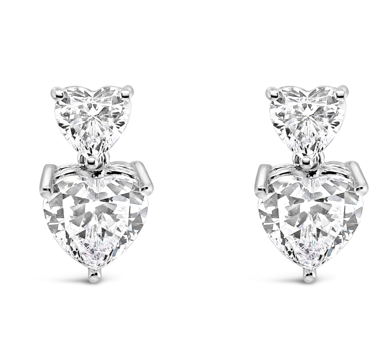 Sterling Silver Heart  Cubic Zirconia Earrings 155488