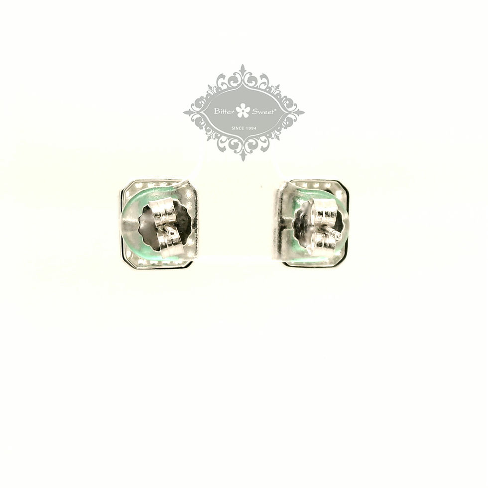 Thumbnail: Sterling Silver Rectangular Emerald Cubic Zirconia Earrings 155802