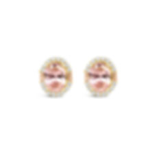 Yellow Gold Plated Sterling Silver Cubic Zirconia Pink Oval Earrings 155835