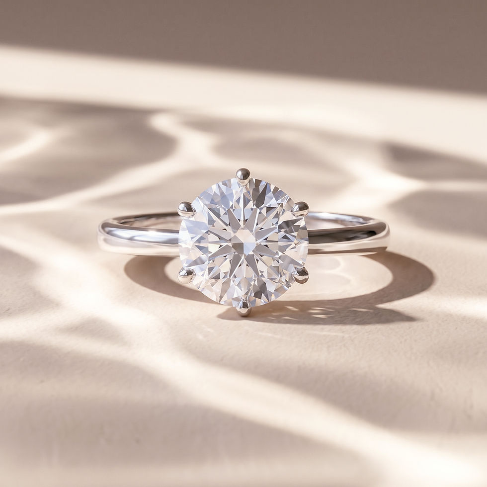 Thumbnail: Sterling Silver Rhodium Plated Cubic Zirconia Round 6 Claws Ring 157011