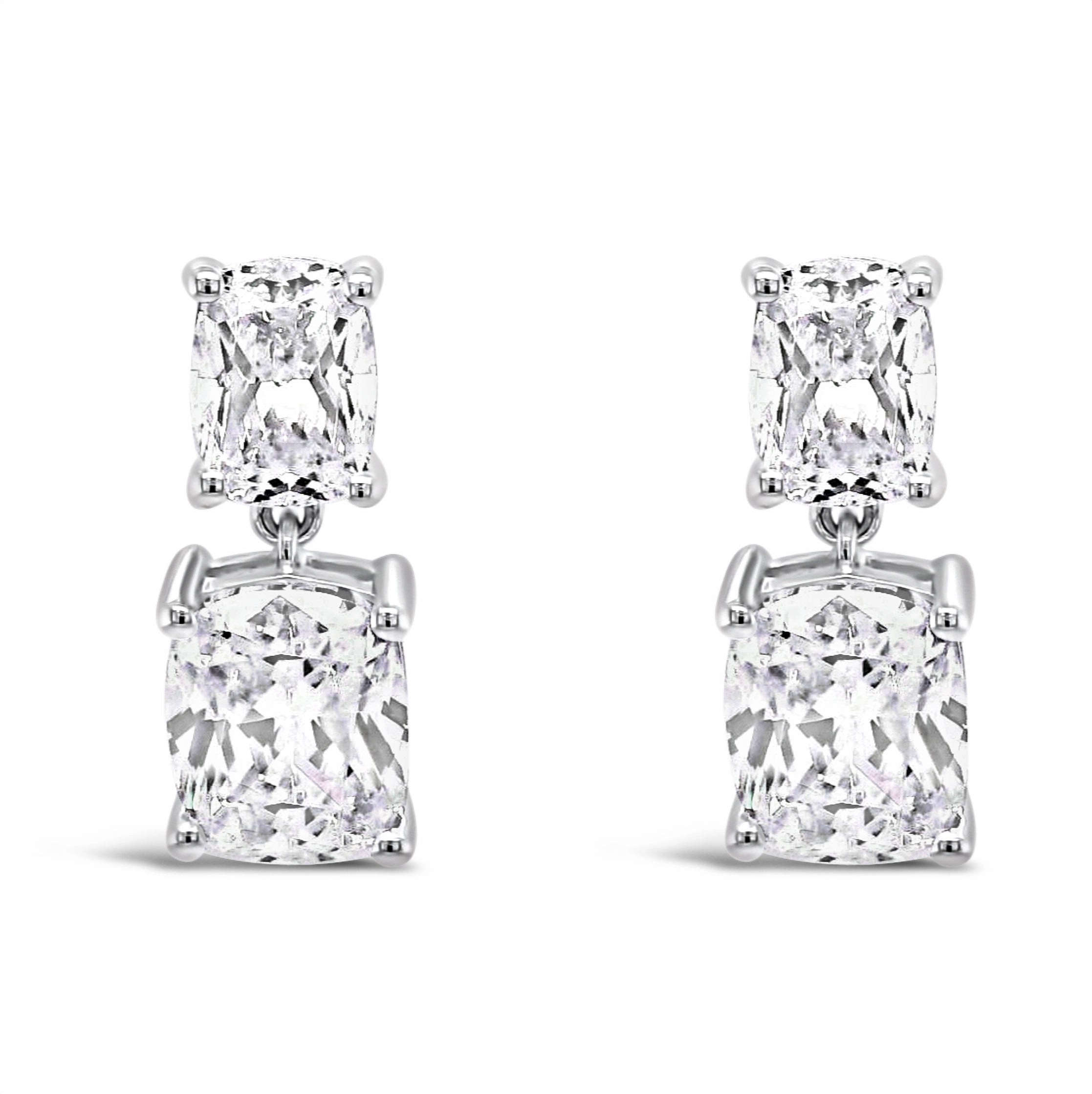 Sterling Silver Cushion Cubic Zirconia Earrings 155484