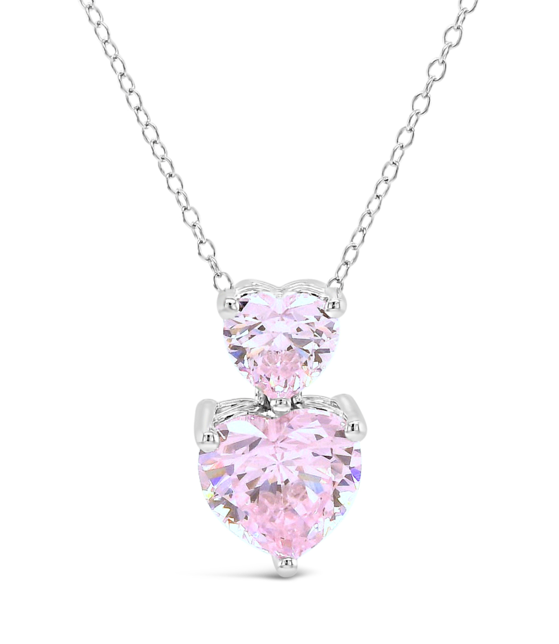 Sterling Silver Heart  Cubic  Zirconia Necklace 155491