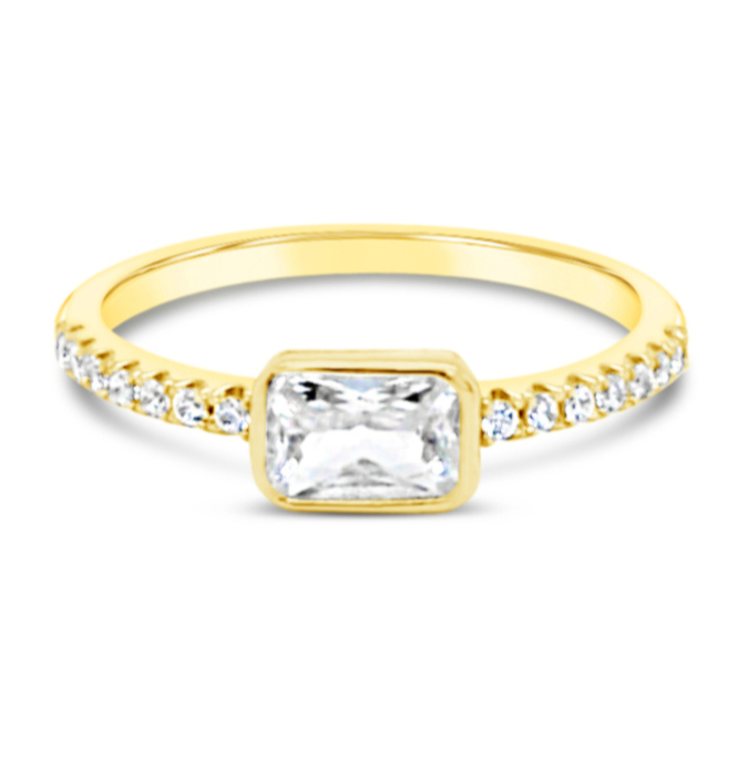 Gold Plated Sterling Silver Rec Cubic Zirconia Ring 154904