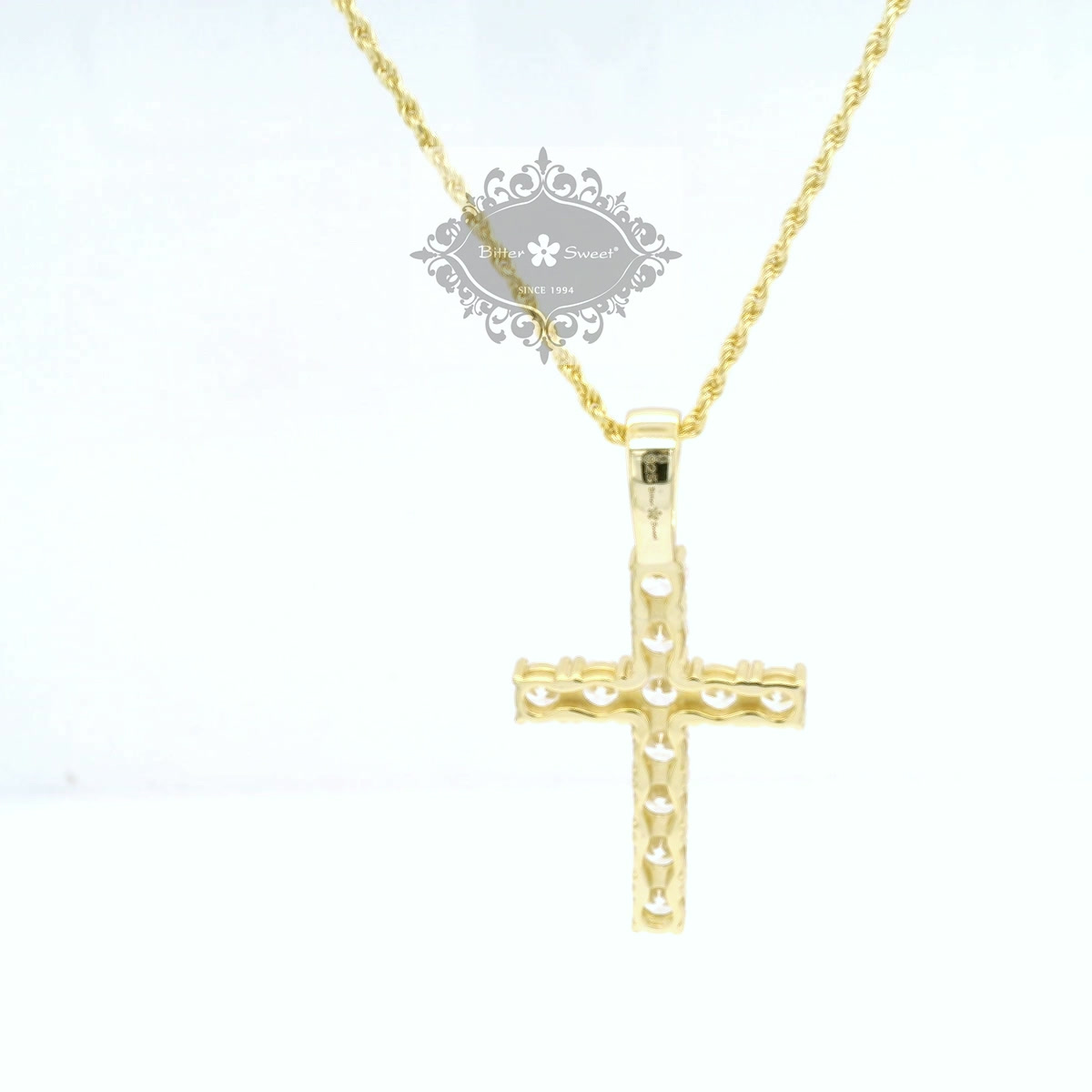 Gold Plated Sterling Silver Cubic Zirconia Cross  Pendent  Necklace 155129