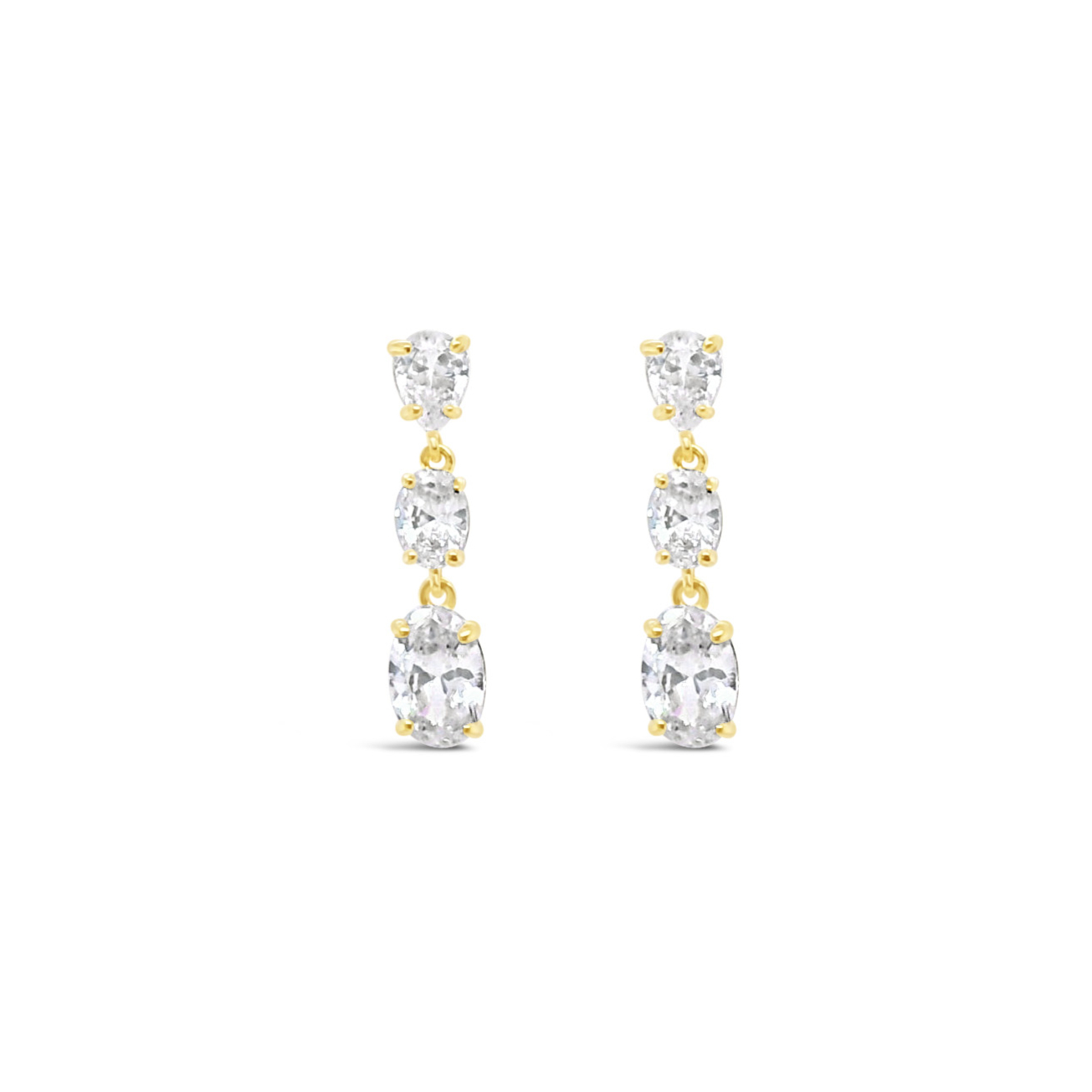 10k Yellow Gold Cubic Zirconia Oval Drop Earrings 155648