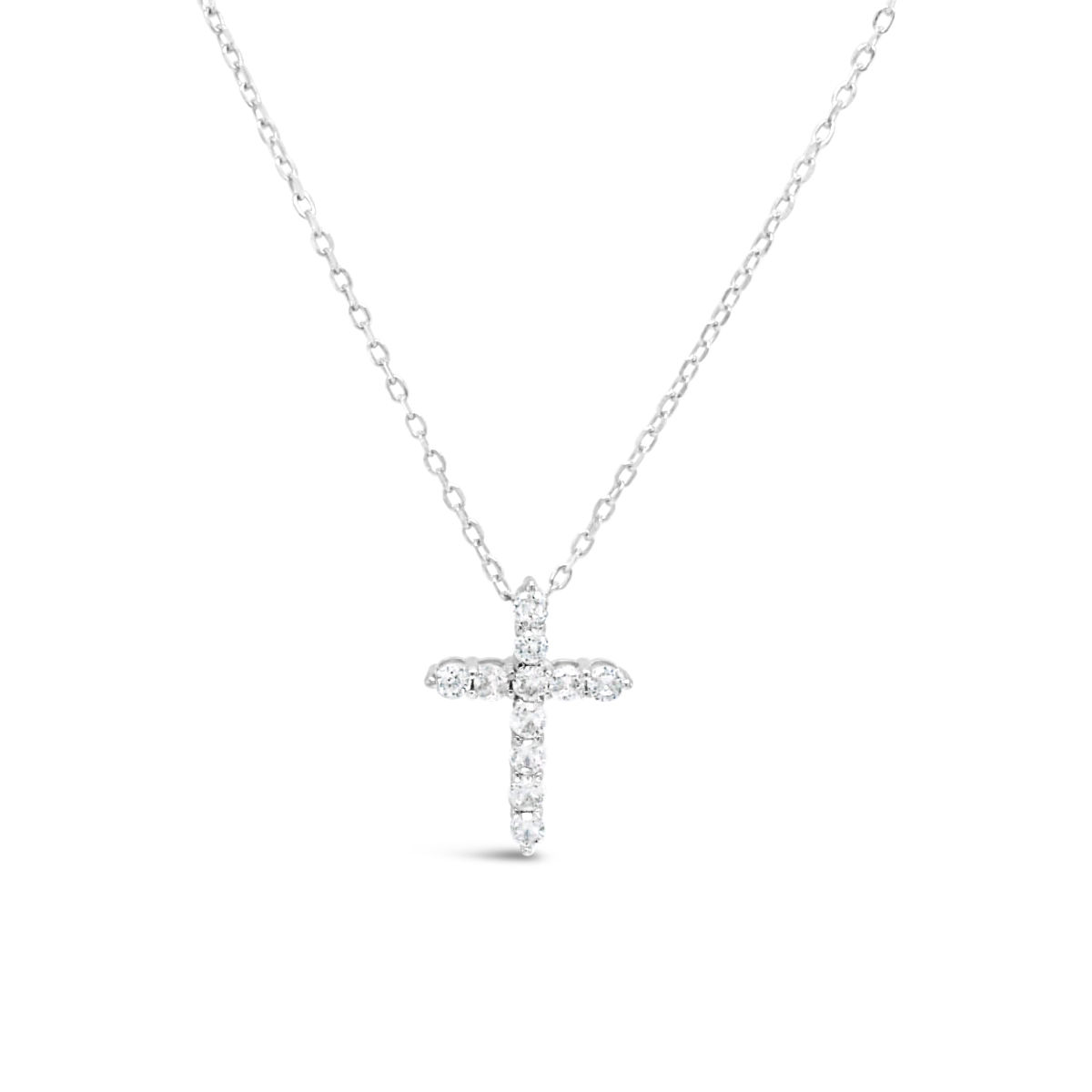 Sterling Silver Cross Cubic Zirconia Necklace155060