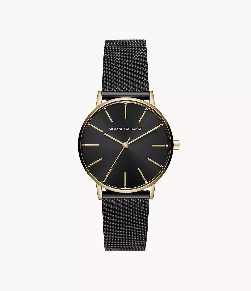 Armani Exchange Three-Hand Black Mesh Steel Watch 154679