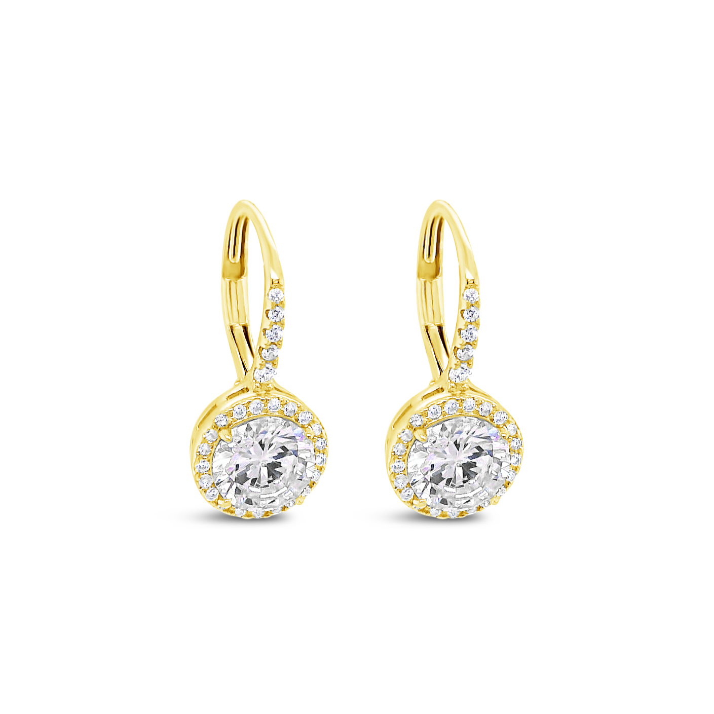 Gold Plated Sterling Silver Cubic Zirconia Round Outline Earrings 154841