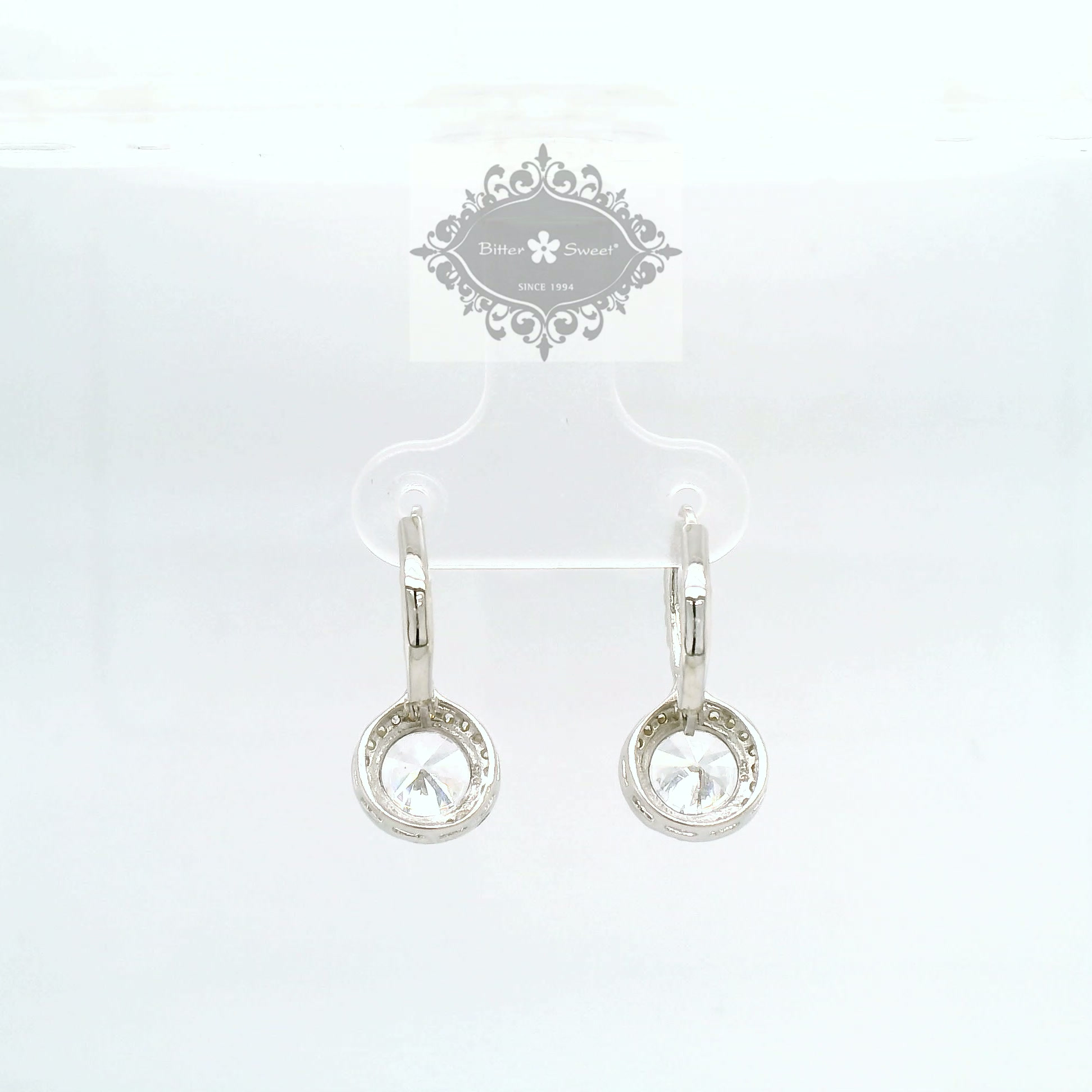 Sterling Silver Cubic Zirconia Round Outline Earrings 154840
