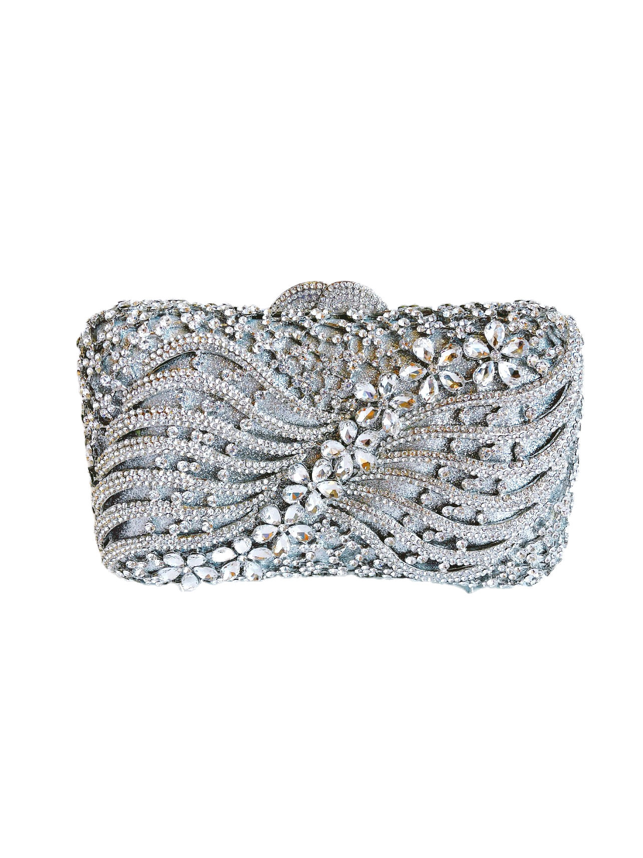 Silver Crystal Flower Handbag Clutch 151736