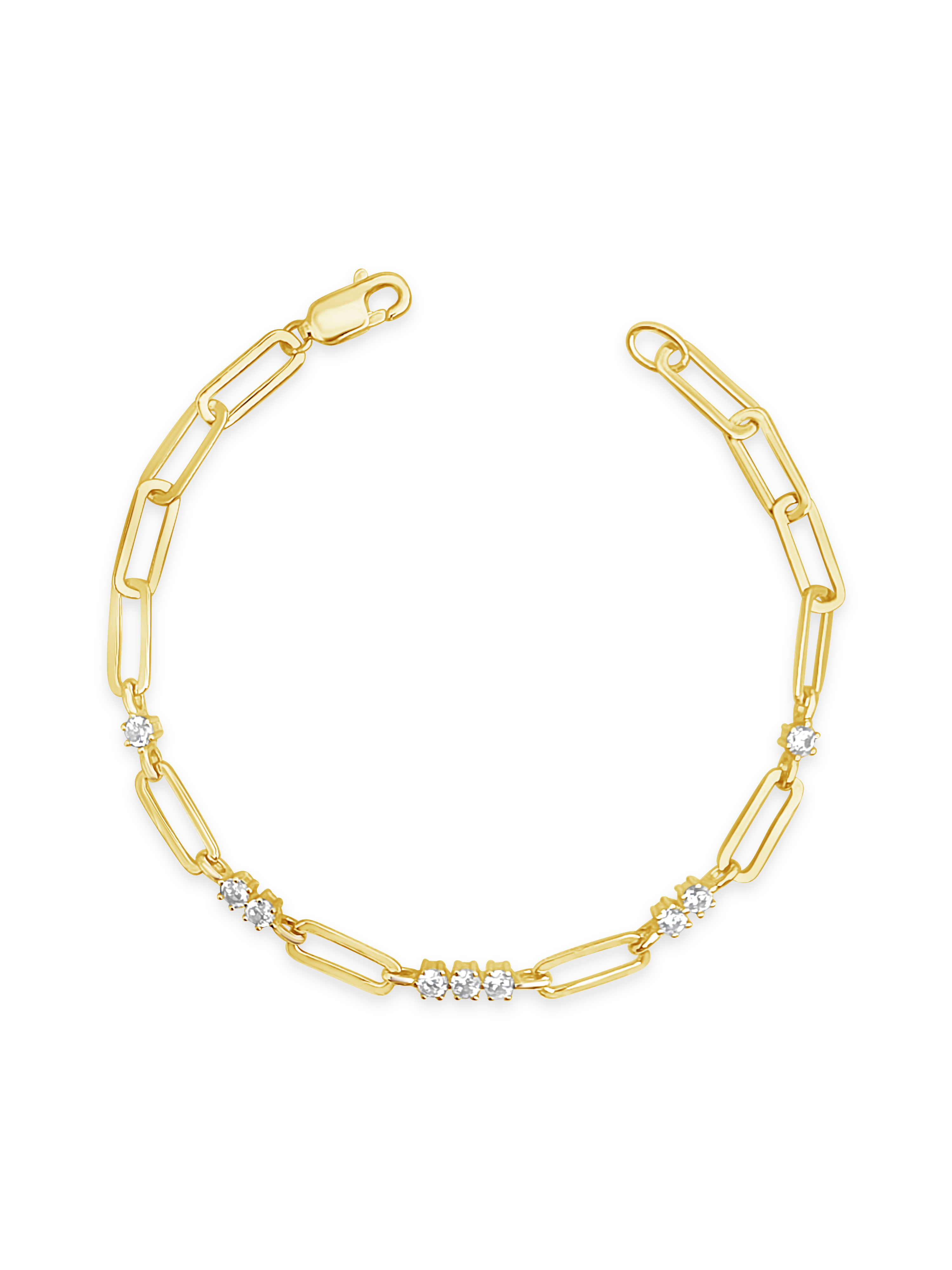 Gold Plated Sterling Silver Cubic Zirconia Link Bracelet 155304