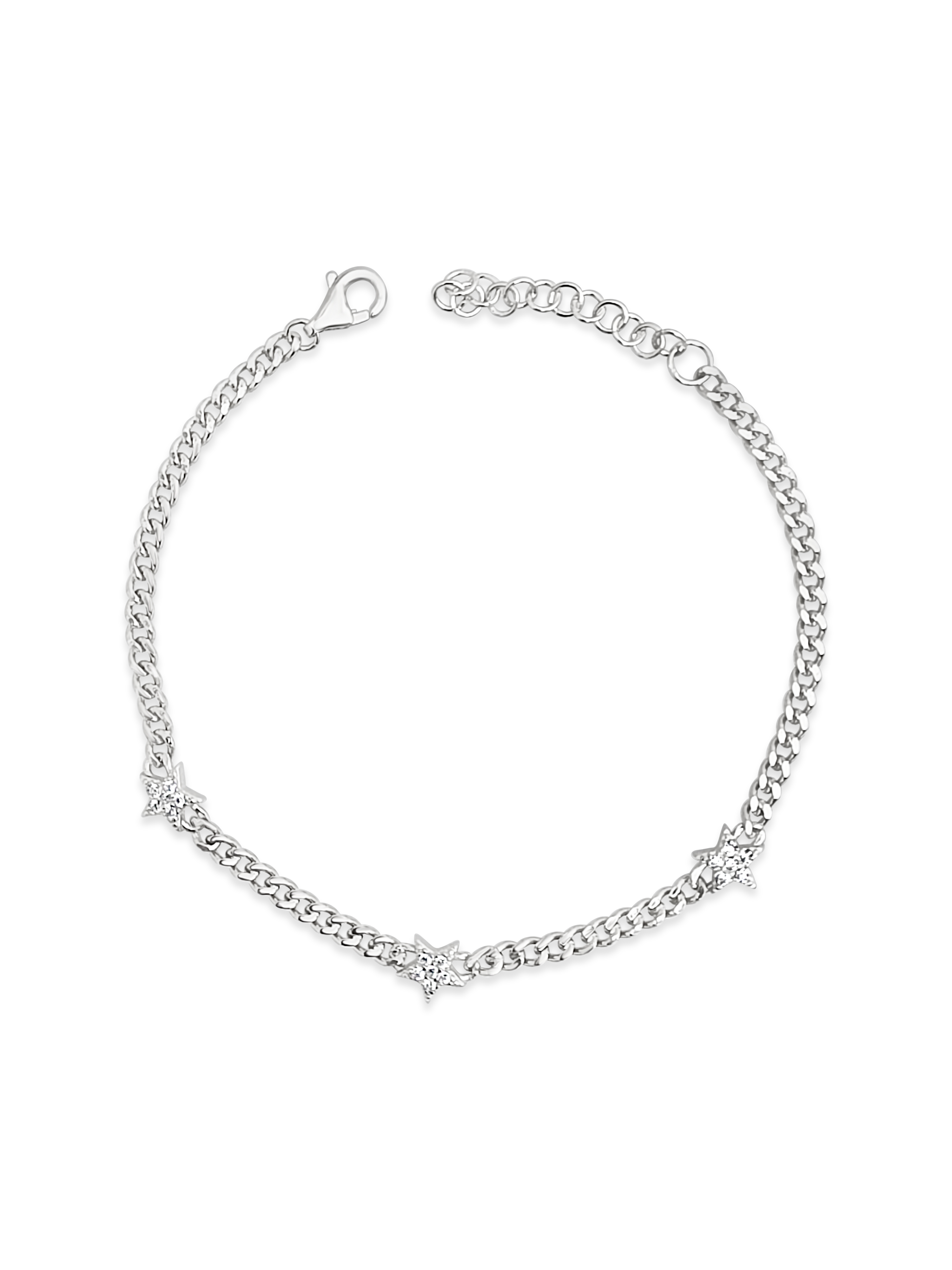 Sterling Silver Cubic Zirconia Pave Star Bracelet 155301