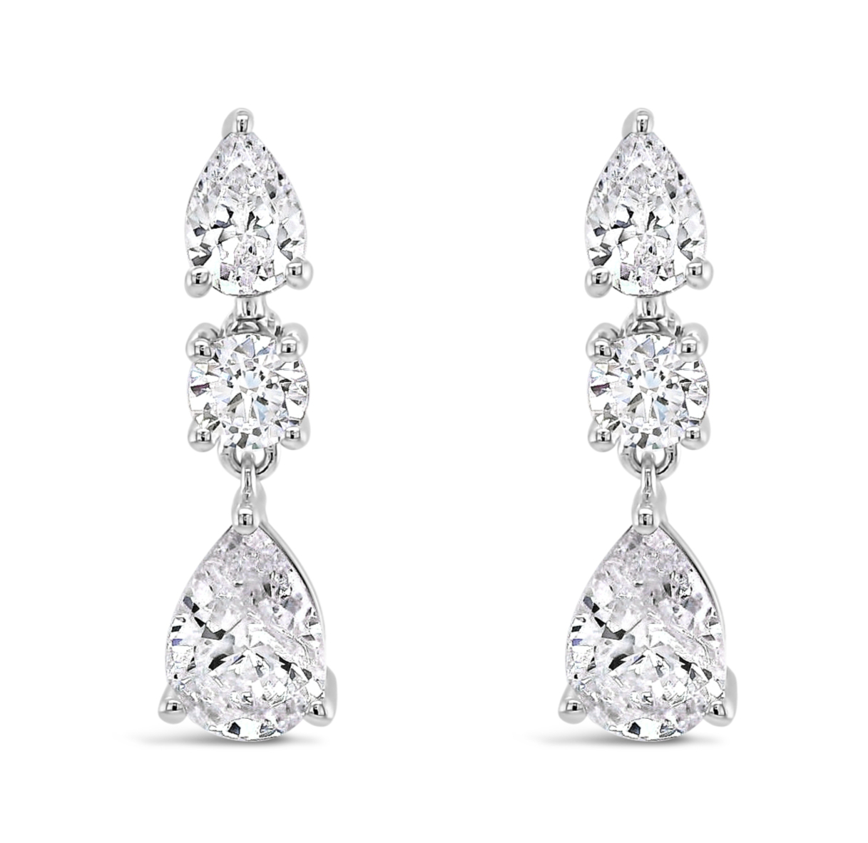 Sterling Silver Tear Drop Cubic Zirconia Earrings 155492