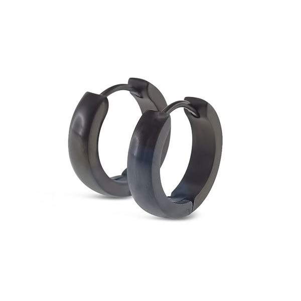 Stainless Steel Black Huggie Earrings 150394