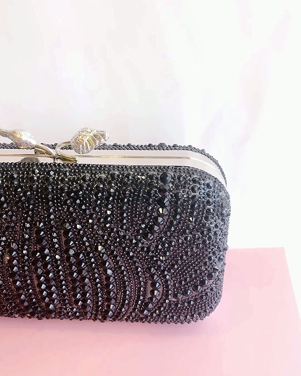 Thumbnail: Black Crystal Handbag Clutch 156726
