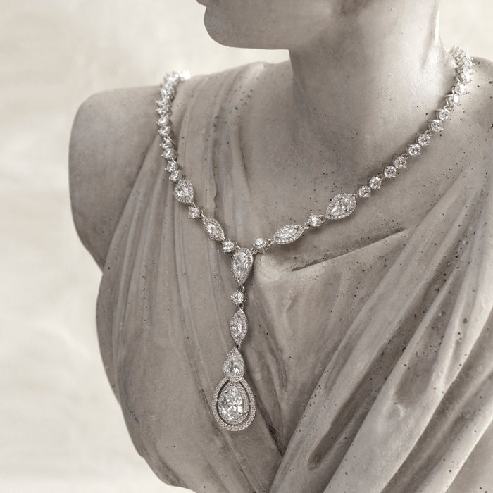 Thumbnail: Bitter Sweet Bridal Silver Cubic Zirconia Necklace 125962