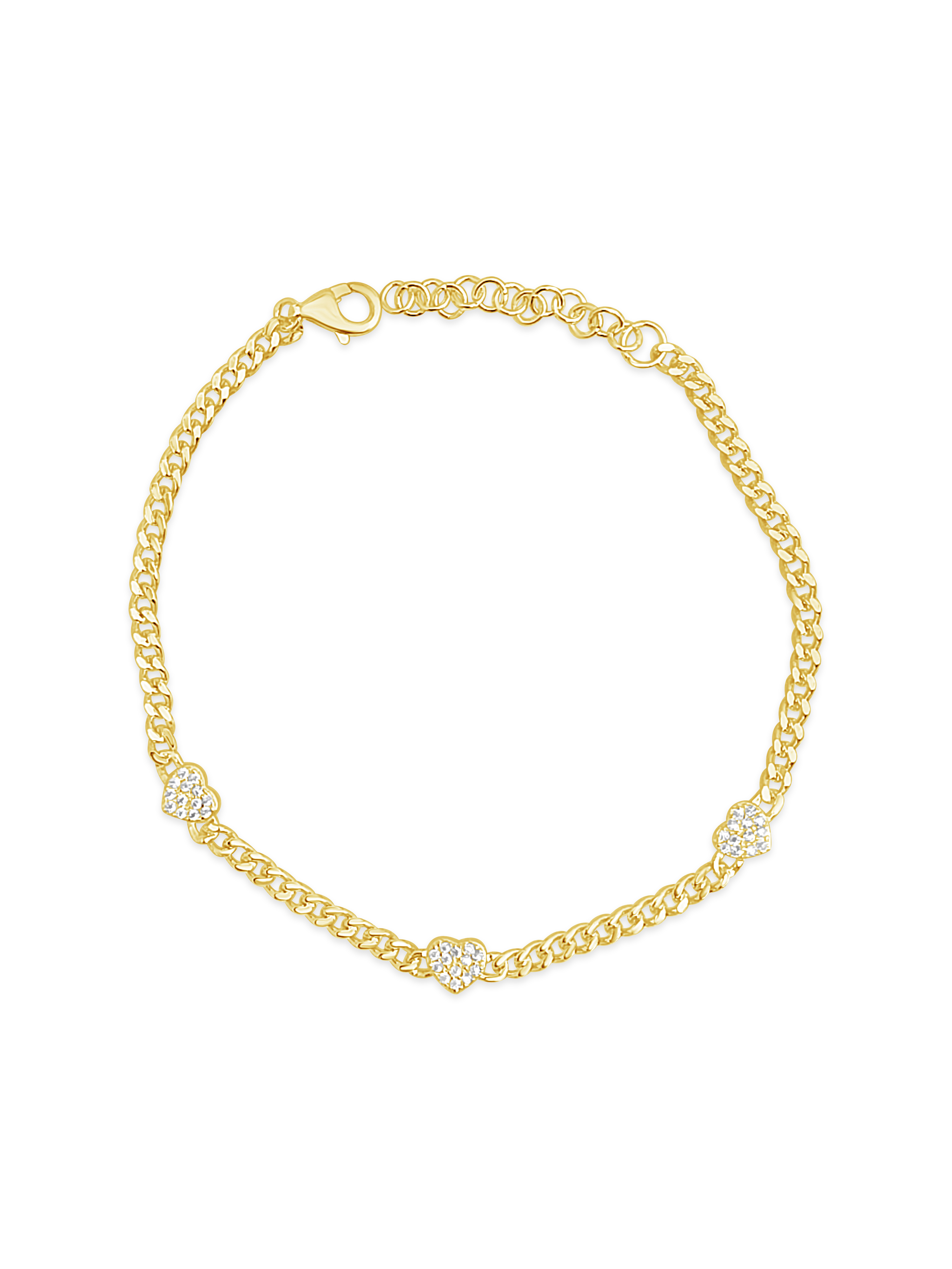 Gold Plated Sterling Silver Cubic Zirconia Pave Heart Bracelet 155300