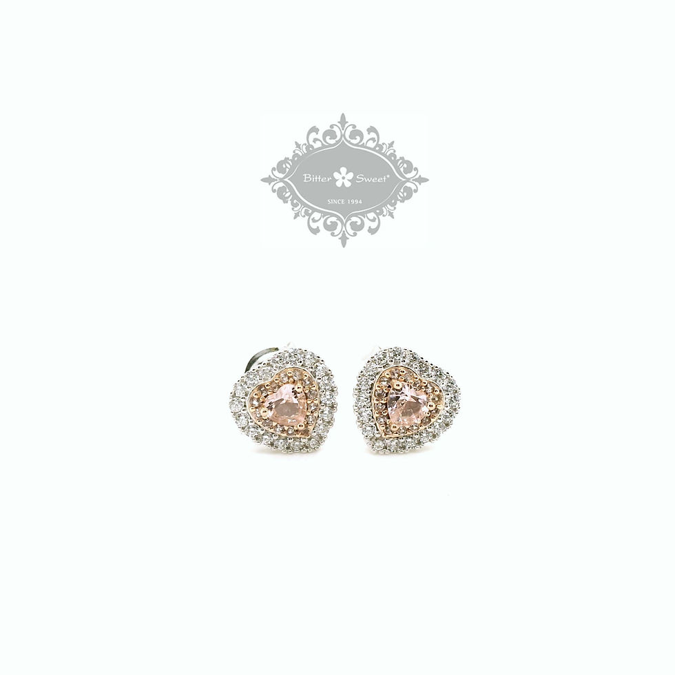 Thumbnail: Sterling Silver Pink Heart Cubic Zirconia Earrings 153482
