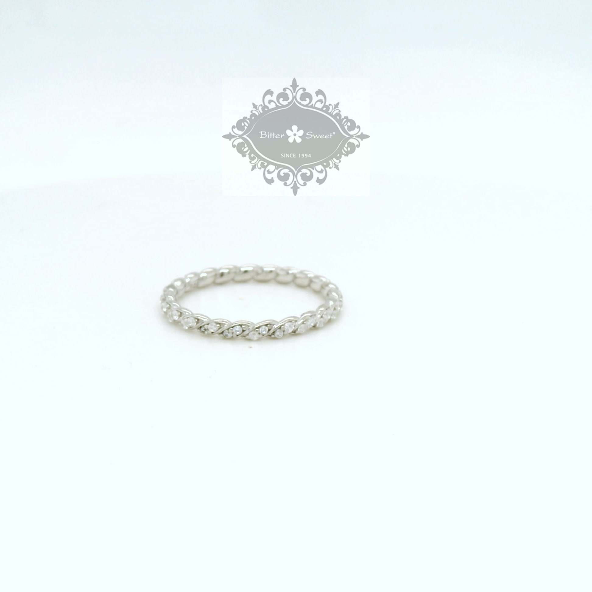 Sterling Silver Ring Twist w/2 rows Cubic Zirconia 154926