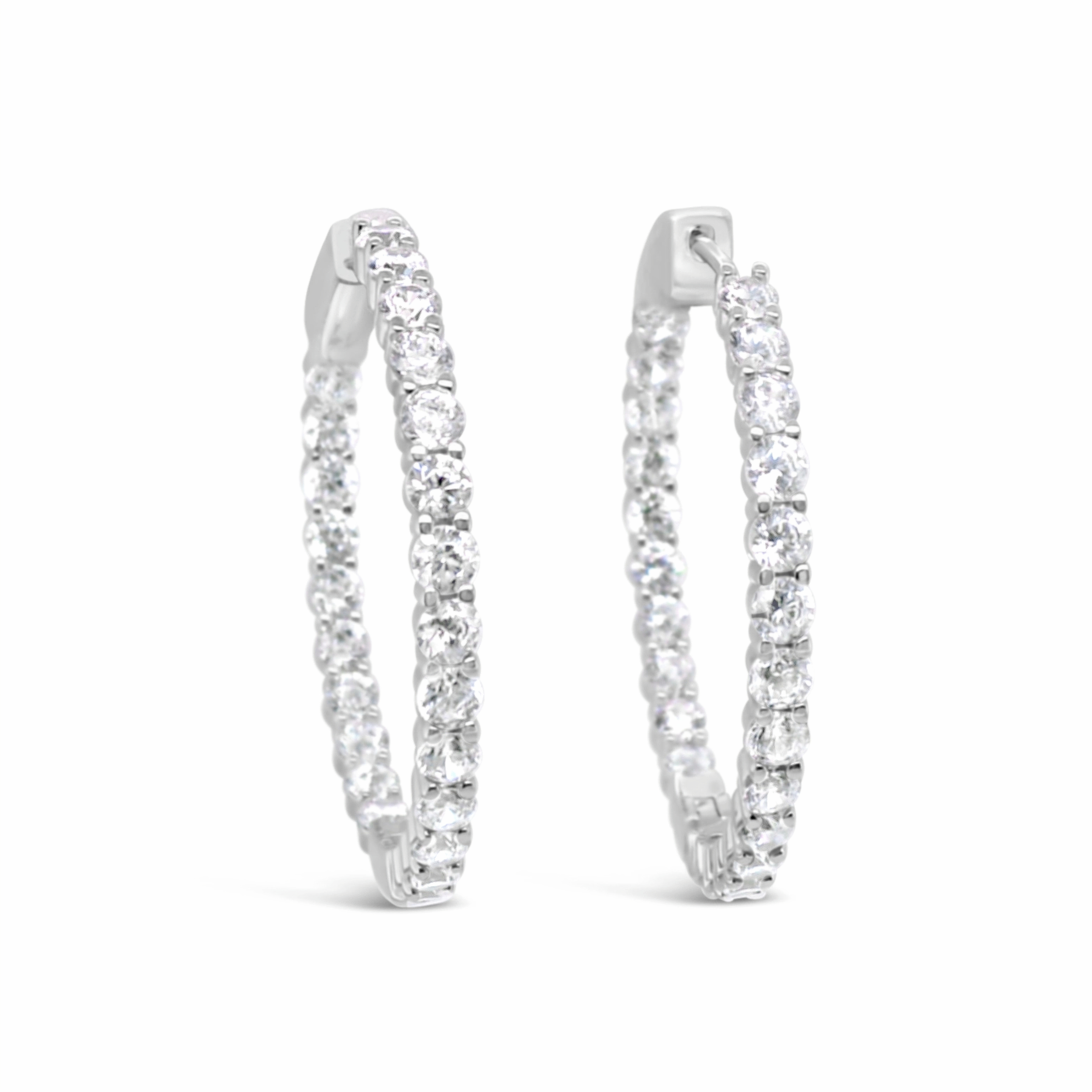 Sterling Silver  Cubic Zirconia Round Hoop Earrings 155072