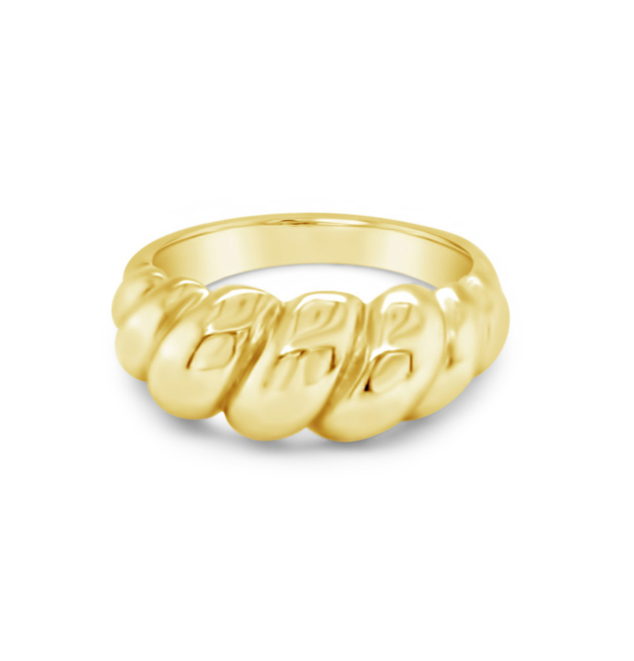 Gold Plated Sterling Silver Ring Plain Twist Dome 154980