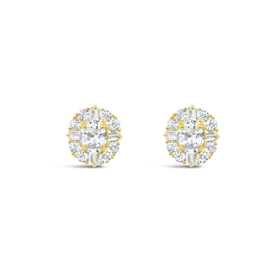 10k Yellow Gold Cubic Zirconia Oval shape outline Studs Earrings 155644