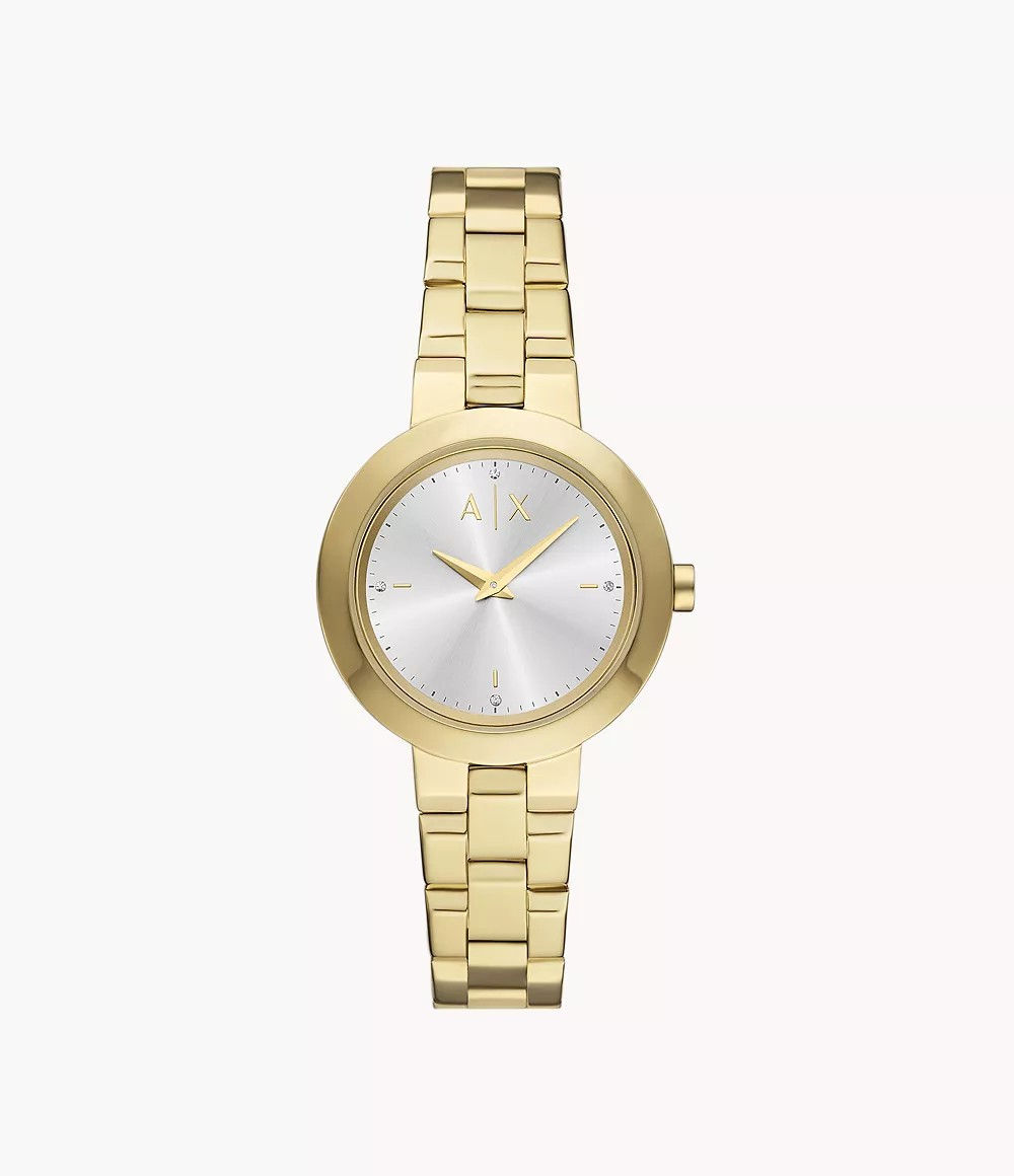Armani Exchange Two-Hand Gold-Tone Stainless Steel Watch 155351