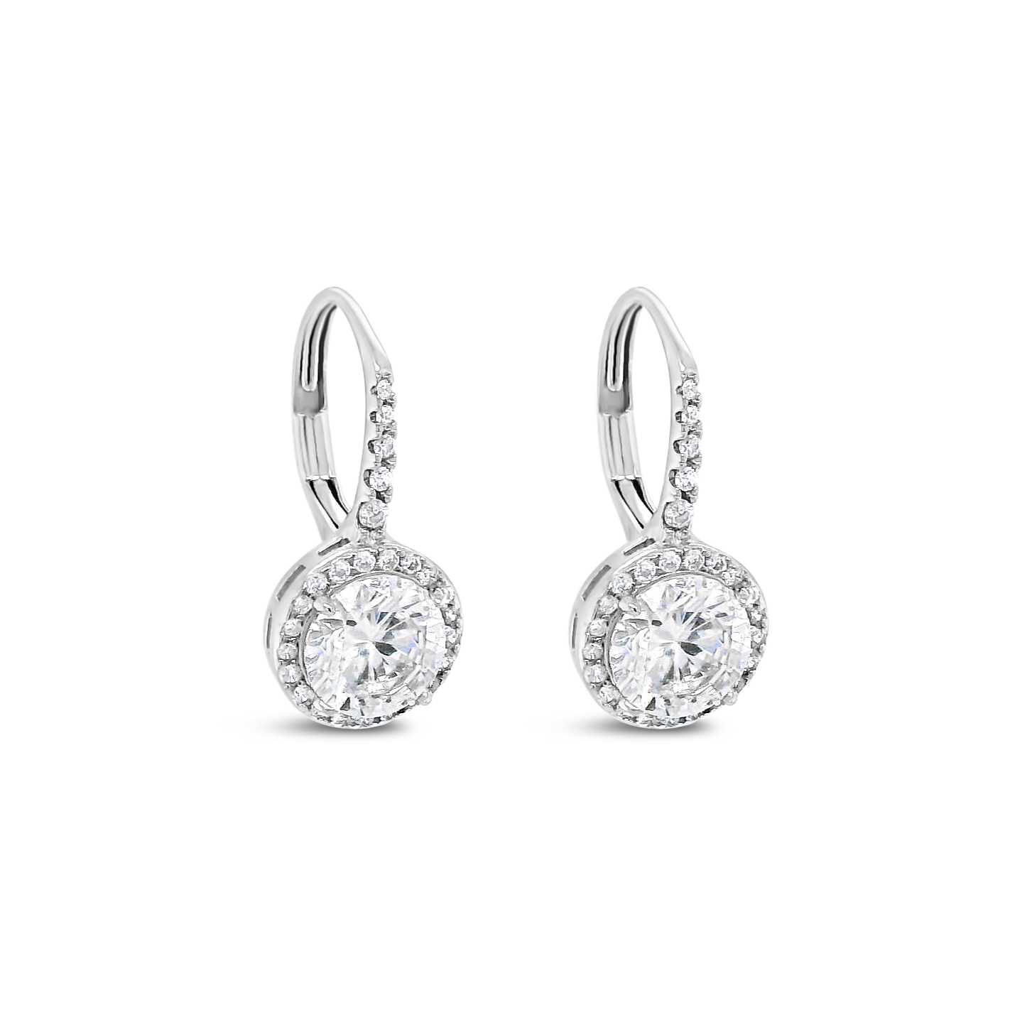 Sterling Silver Cubic Zirconia Round Outline Earrings 154840